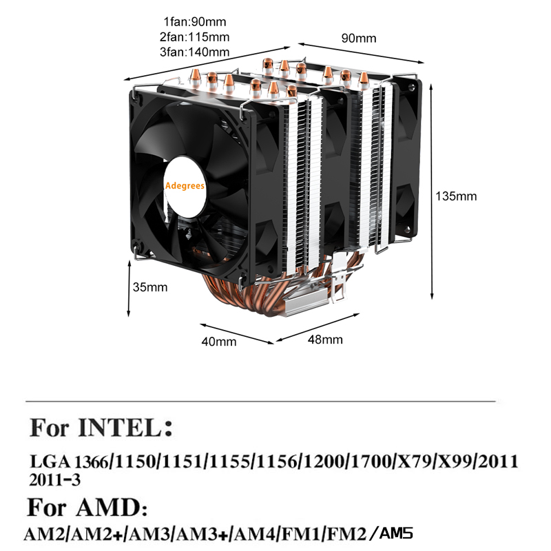 6 Heatpipe CPU-luchtkoeler, 4- - Cpu Heatsink recensie en prijs